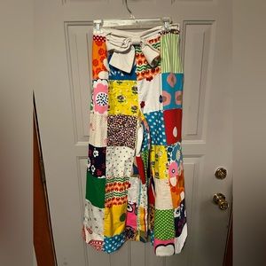 Patchwork wide leg pants